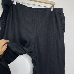 J. Jill Love Linen Pants XL TALL 31" Partial Elastic Waist PullOn Black Straight